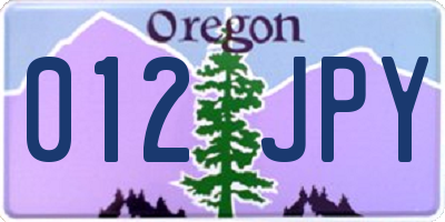 OR license plate 012JPY