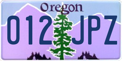 OR license plate 012JPZ