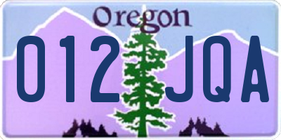 OR license plate 012JQA