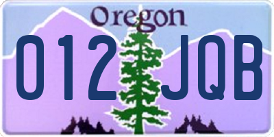OR license plate 012JQB