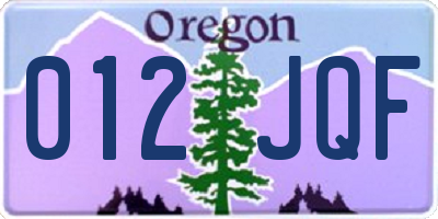 OR license plate 012JQF