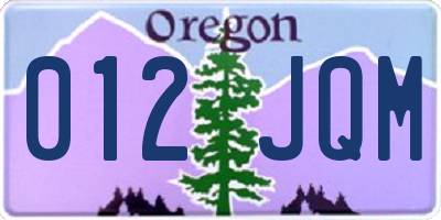 OR license plate 012JQM