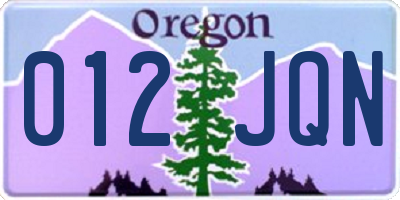 OR license plate 012JQN