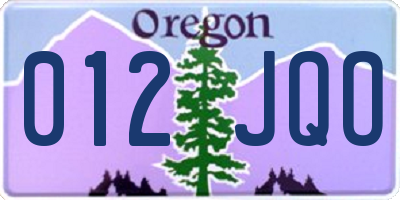 OR license plate 012JQO