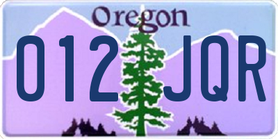 OR license plate 012JQR