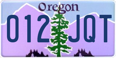 OR license plate 012JQT