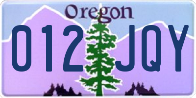 OR license plate 012JQY