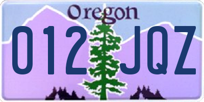 OR license plate 012JQZ