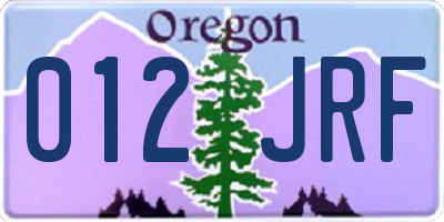 OR license plate 012JRF