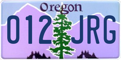 OR license plate 012JRG