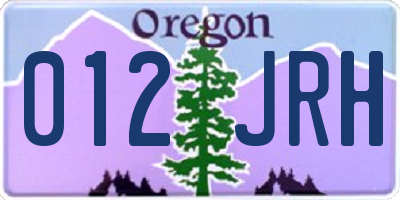 OR license plate 012JRH