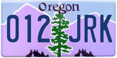 OR license plate 012JRK