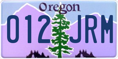 OR license plate 012JRM