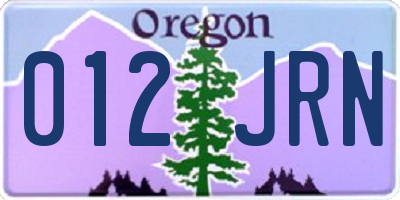 OR license plate 012JRN