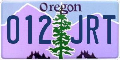 OR license plate 012JRT
