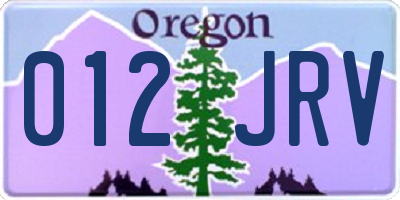 OR license plate 012JRV