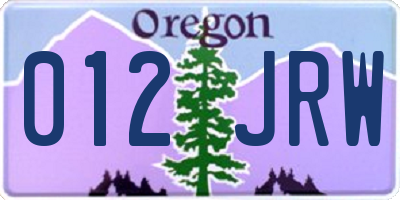 OR license plate 012JRW