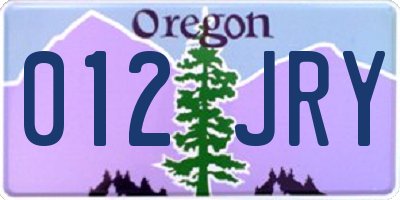 OR license plate 012JRY