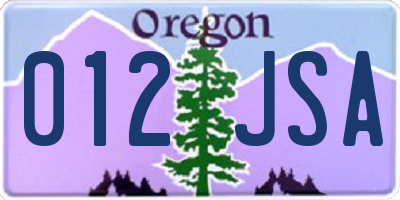 OR license plate 012JSA