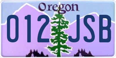 OR license plate 012JSB