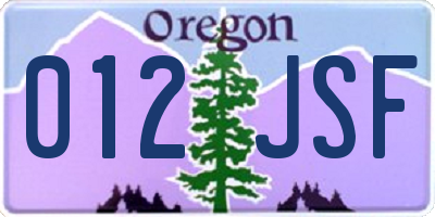 OR license plate 012JSF