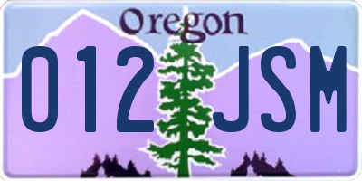OR license plate 012JSM