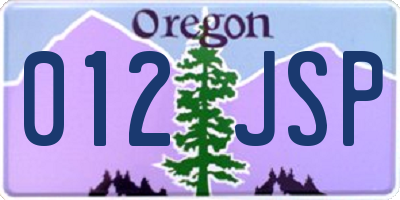 OR license plate 012JSP