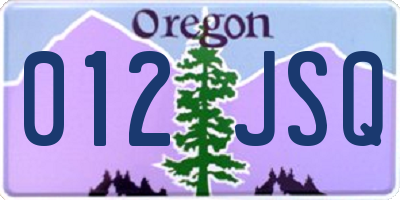 OR license plate 012JSQ