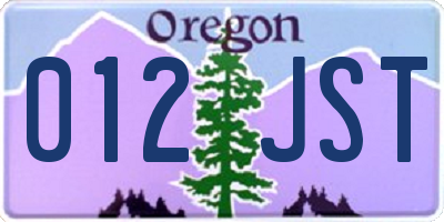 OR license plate 012JST