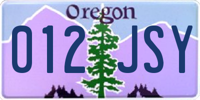 OR license plate 012JSY