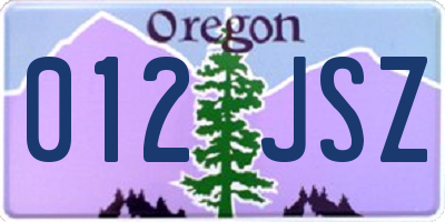 OR license plate 012JSZ