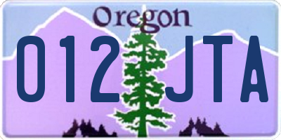 OR license plate 012JTA