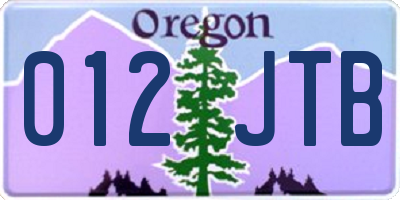 OR license plate 012JTB