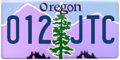 OR license plate 012JTC