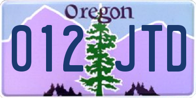 OR license plate 012JTD