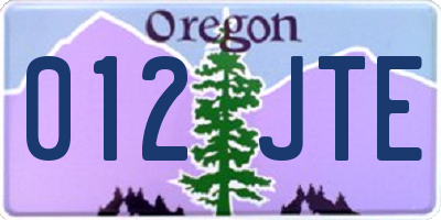 OR license plate 012JTE