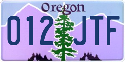 OR license plate 012JTF