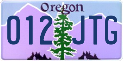 OR license plate 012JTG