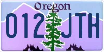OR license plate 012JTH