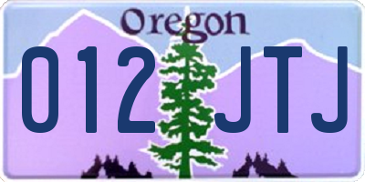 OR license plate 012JTJ