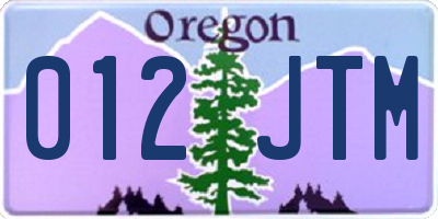 OR license plate 012JTM