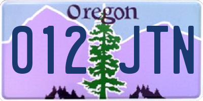 OR license plate 012JTN