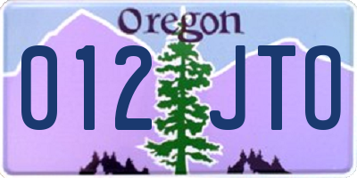 OR license plate 012JTO