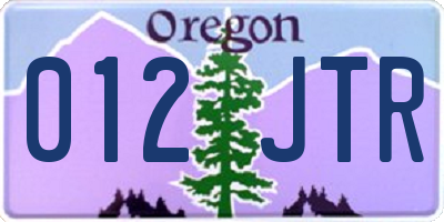 OR license plate 012JTR