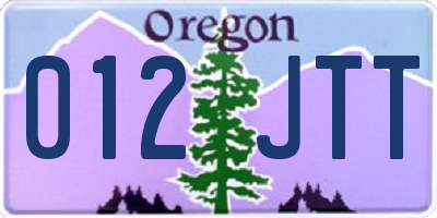 OR license plate 012JTT