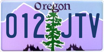 OR license plate 012JTV