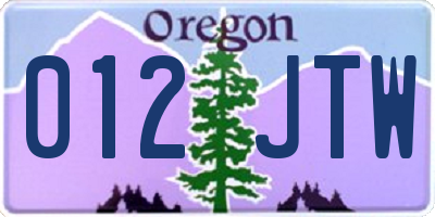OR license plate 012JTW