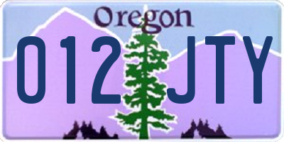 OR license plate 012JTY