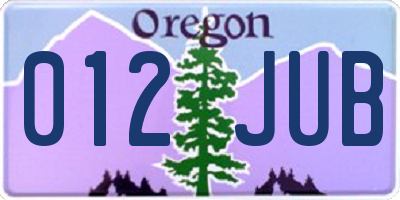 OR license plate 012JUB