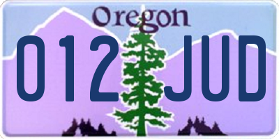 OR license plate 012JUD